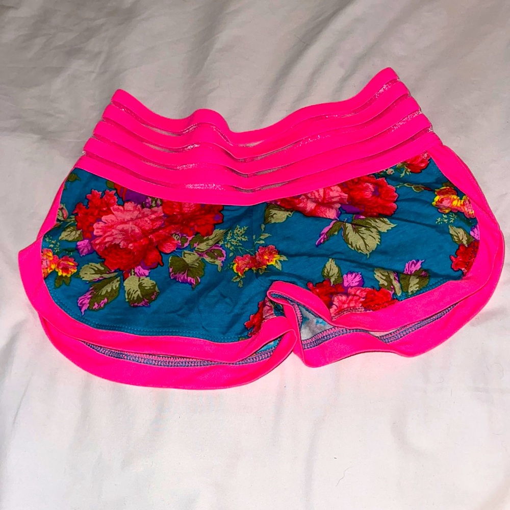 Cute Booty floral and hot pink mini shorts